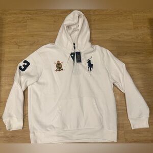 Polo Ralph Lauren Men’s Big Pony 20th Anniversary Crest Logo Hoodie White XL-XXL